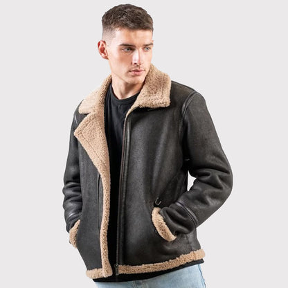 Buy Men's Brown Sheepskin Pilot Jacket for sale