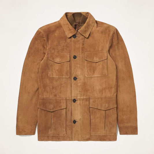 Men’s Brown Suede Field Leather Jacket – Custom Made Fit Men’s Brown Suede Field Leather Jacket – Custom Made Fit