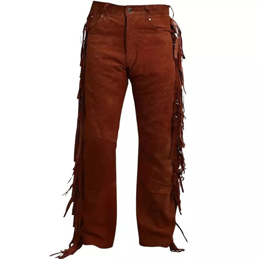 Men's Brown Suede Leather Casual Trousers Men's Brown Suede Leather Casual Trousers - Jackets Kingdom
