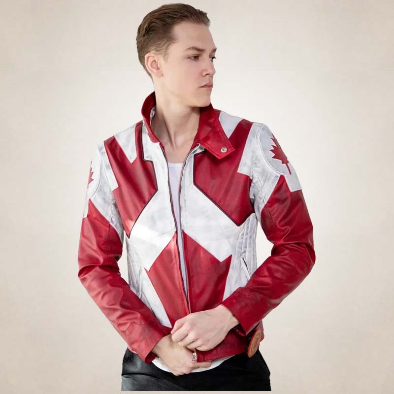 Men’s Canadian Flag Genuine Leather Jacket