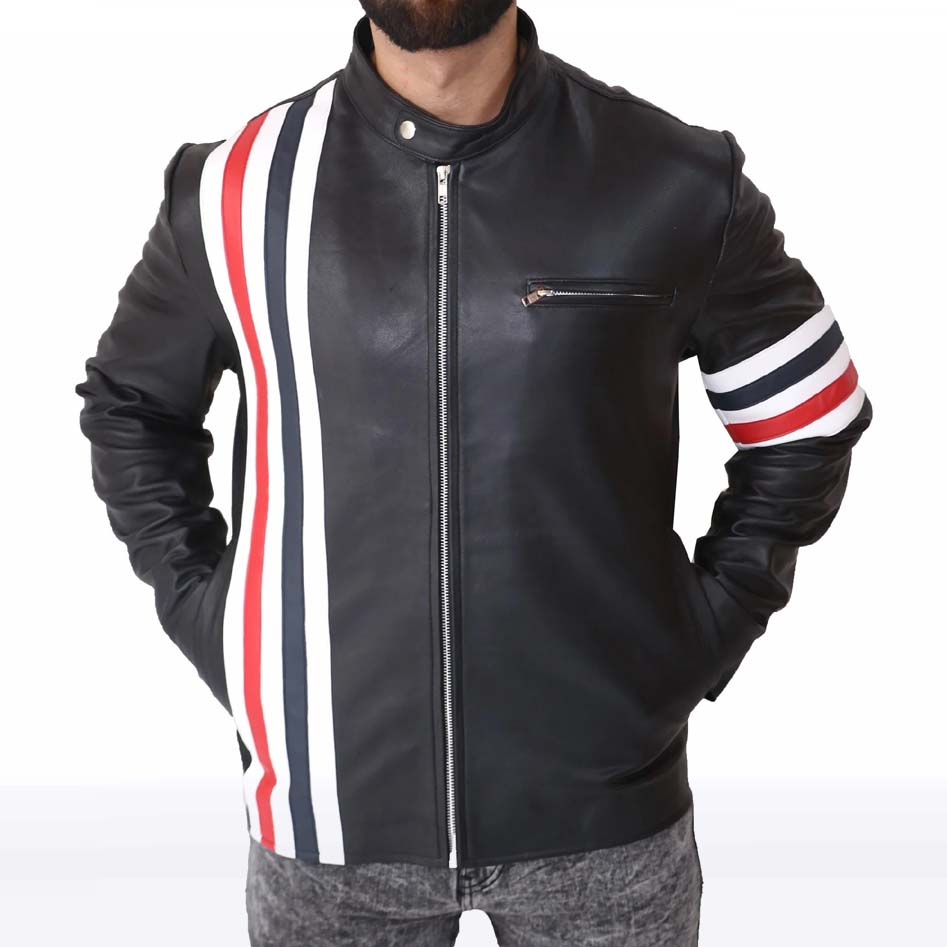 Captain America Easy Rider Black Leather Biker Jacket