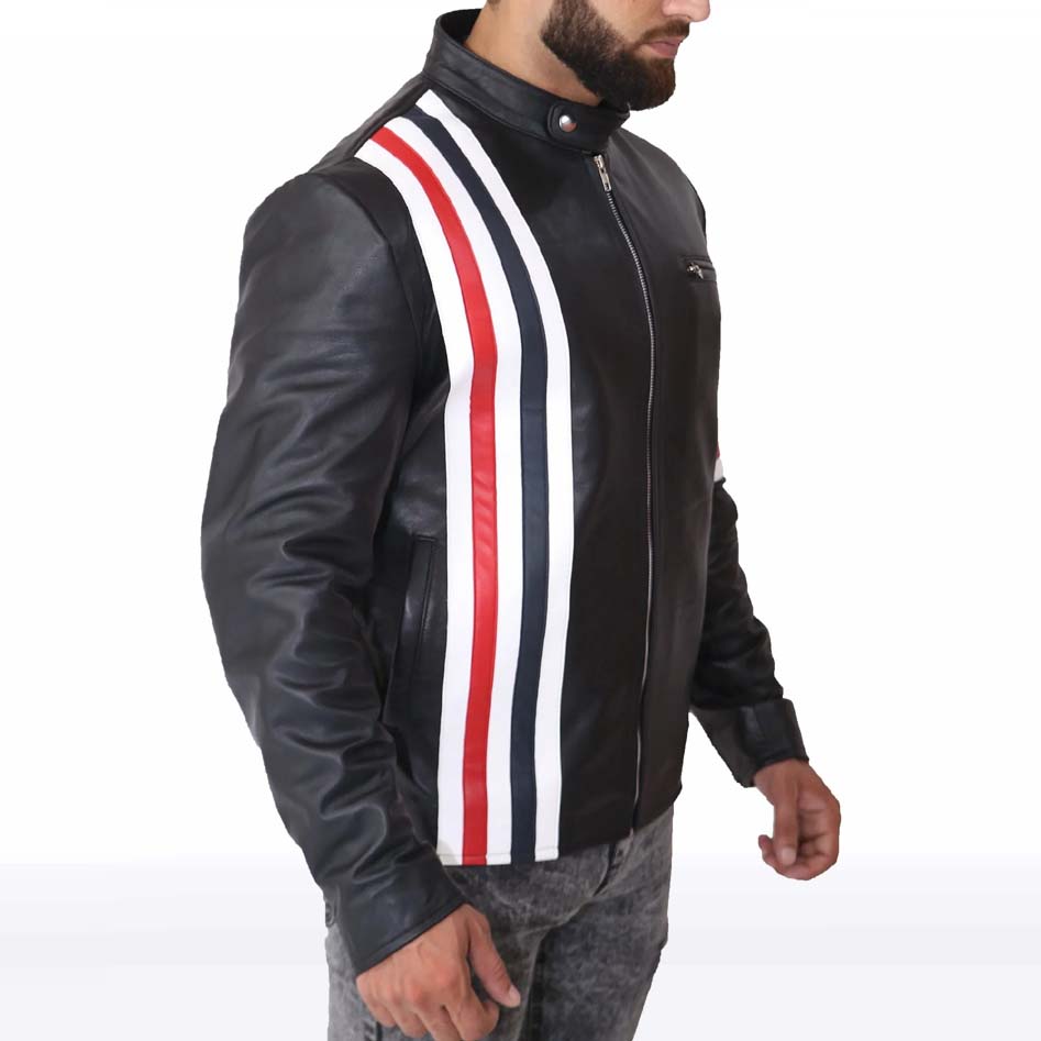 Captain America Easy Rider Black Leather Biker Jacket