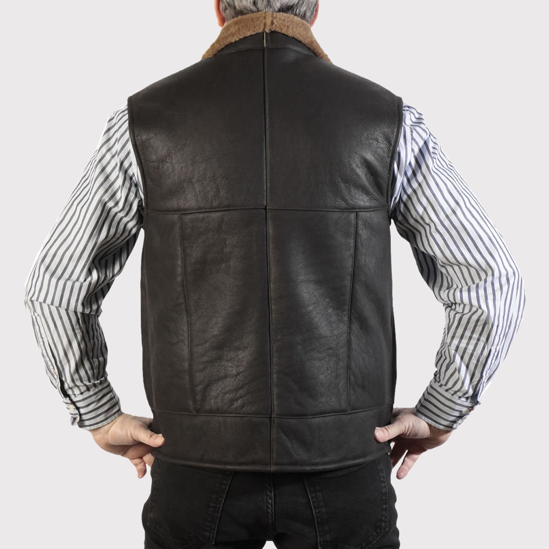 Men's Caramel Nappa Lamb Leather Sheepskin Gilet