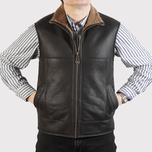 Men's Caramel Nappa Lamb Leather Sheepskin Gilet Men's Caramel Nappa Lamb Leather Sheepskin Gilet