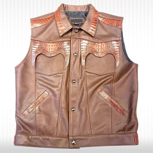 Men's Chocolate Brown Lambskin Leather Vest Men's Chocolate Brown Lambskin Leather Vest