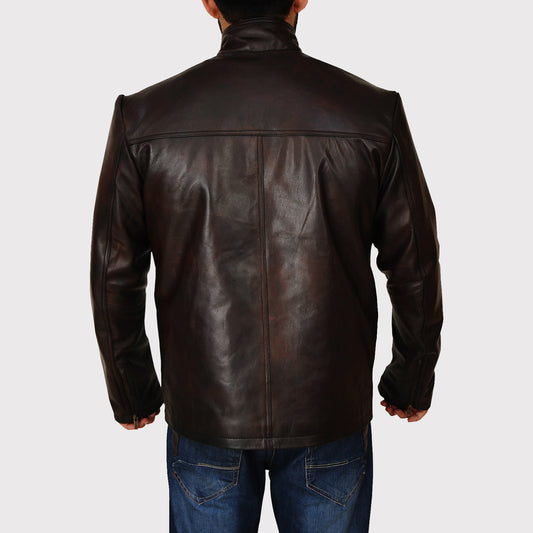 Men's Classic Dark Brown Leather Jacket
