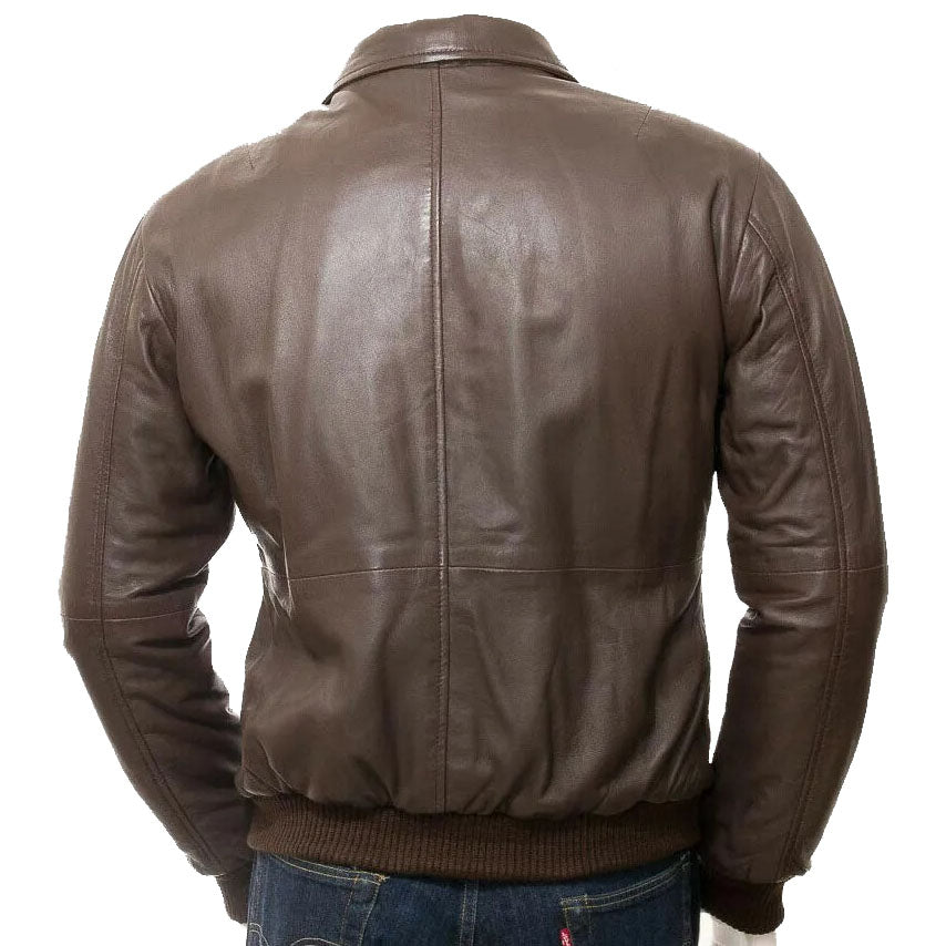 Men's Classic Lambskin Leather Bomber Jacket