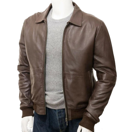 Men's Classic Soft Lambskin Leather Bomber Jacket Men's Classic Lambskin Leather Bomber Jacket