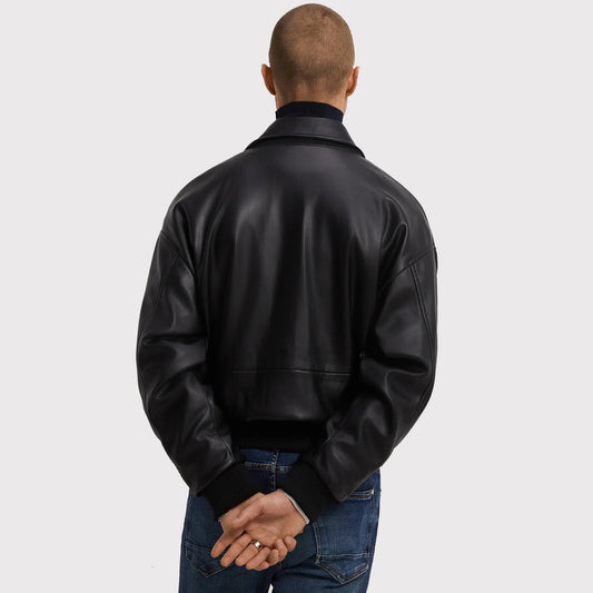 Men’s Classy Black Bomber PU Leather Jacket