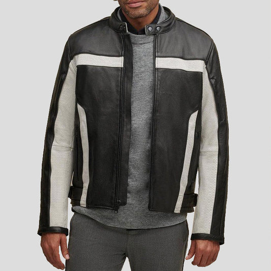 Men's Genuine Leather Color Blocked Biker Jacket Men's Color Blocked Biker Jacket - Genuine Leather, Stylish Design