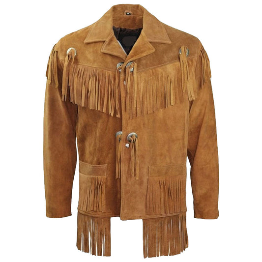 Men's Cowboy Suede Western Jacket with Fringe Men's Cowboy Suede Western Jacket with Fringe