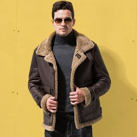 Dark Brown B3 Sheepskin Shearling Jacket for Men