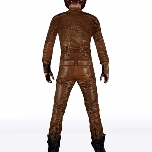 Men’s Distressed Leather Biker Jumpsuit