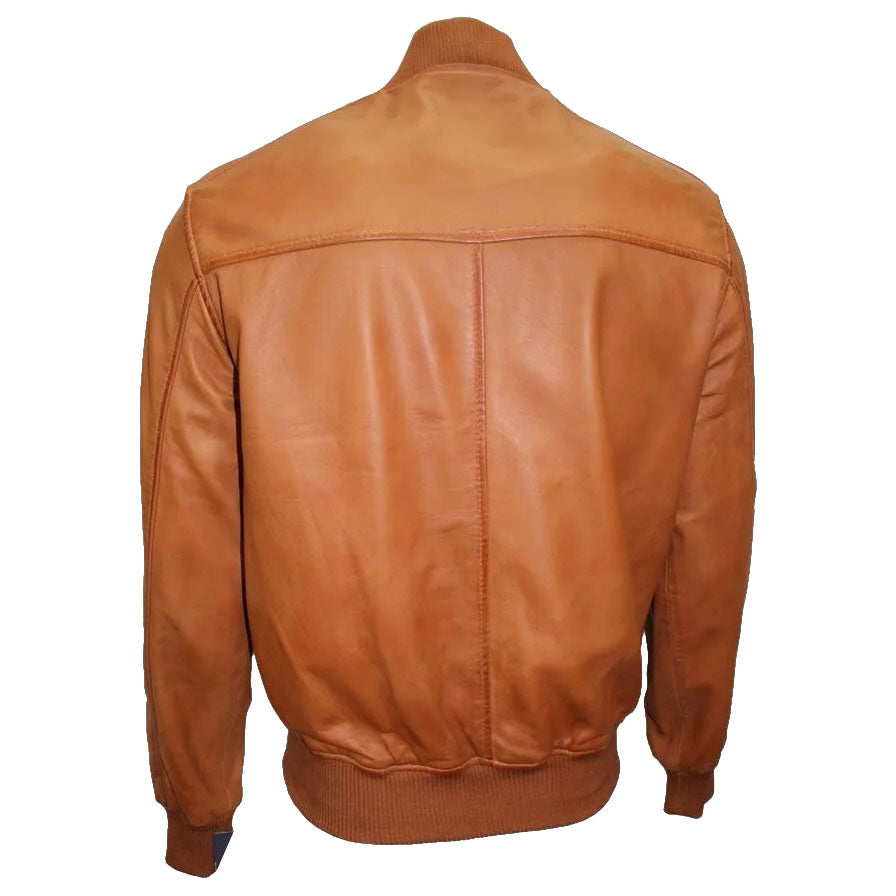 Men's Fashion Lambskin Leather Bomber Jacket