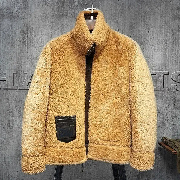 Men's Flying B3 Shearling Jacket - Dark Brown Aviator Coat