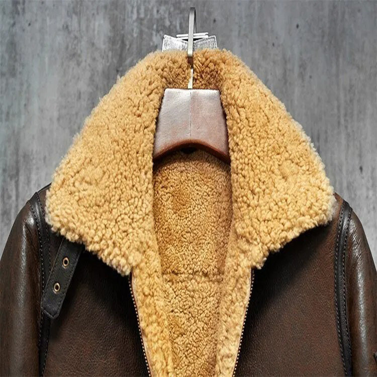 Men's Flying B3 Shearling Jacket - Dark Brown Aviator Coat