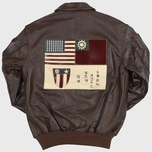 Mens Flying Tigers A-2 Fighter Group Leather Jacket
