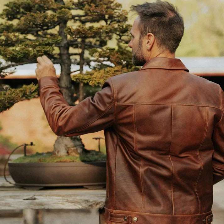 Classic Men's Goatskin Trucker Leather Jacket