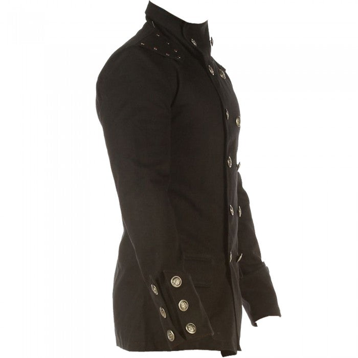 Men's Gothic Black Cotton Military Jacket Coat