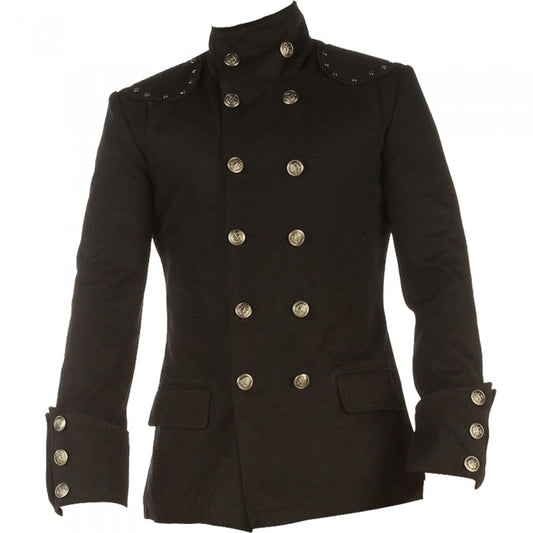 Men's Gothic Black Cotton Military Jacket Coat Men's Gothic Black Cotton Military Jacket Coat