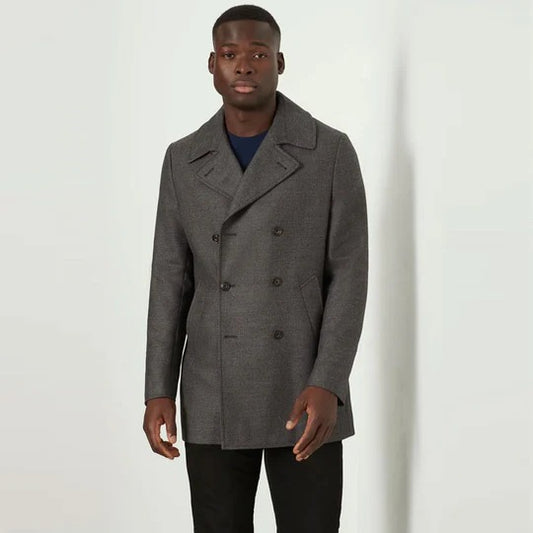 Men's Classic Grey Fleece Navy Peacoat Men's Grey Fleece Navy Peacoat