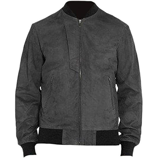 Men's Grey Suede Leather Bomber Jacket Men's Grey Suede Leather Bomber Jacket