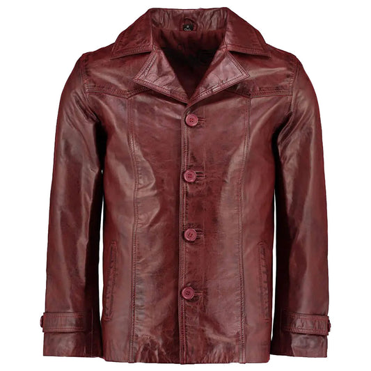 Men's Heist Red Wine Antique Vintage Leather Jacket Men's Heist Red Wine Antique Vintage Leather Jacket