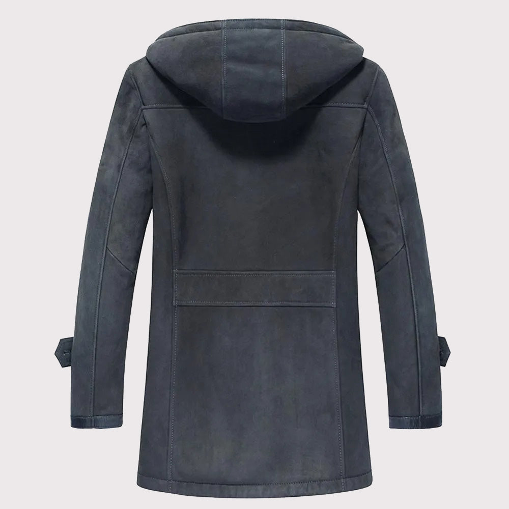 Men's Hooded Shearling Fur Coat - Warm Winter Jacket