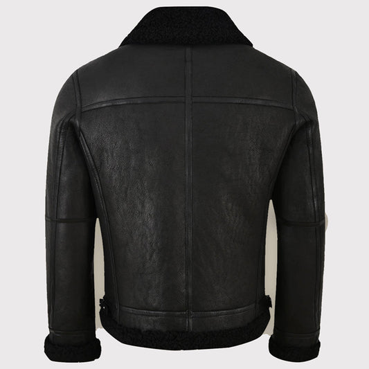 Men's Jet Black Shearling Jacket