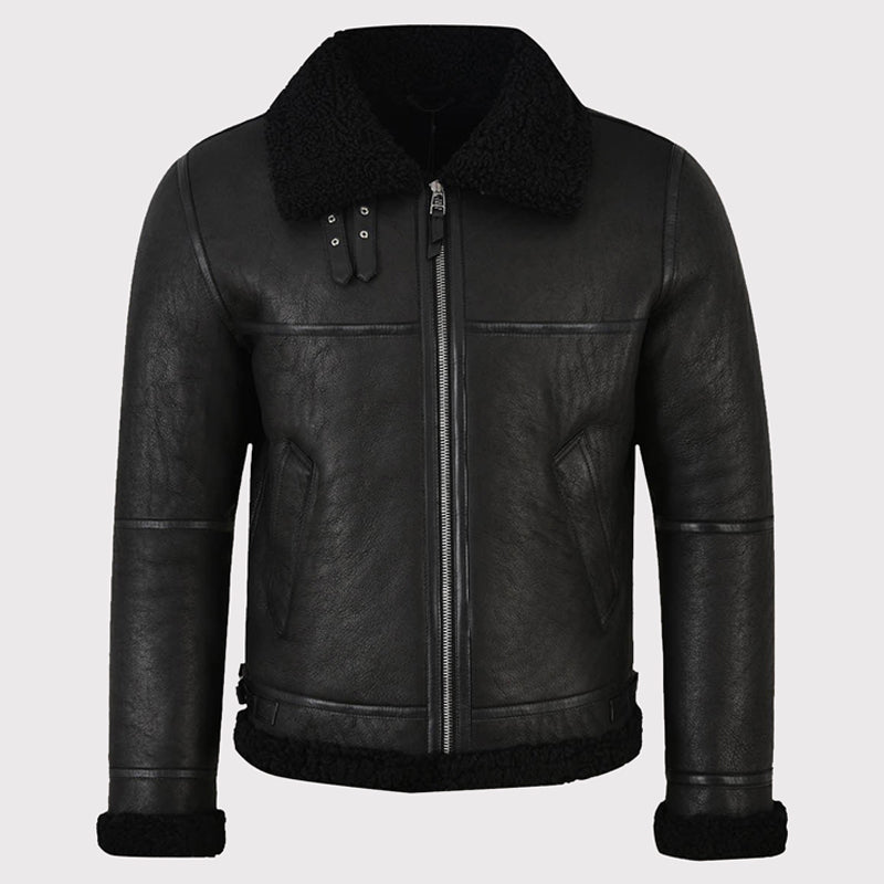Men's Jet Black Shearling Jacket