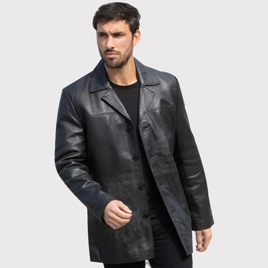 Men's Mid-Length Lambskin Jacket Blazer Mid-Length Lambskin Jacket Blazer for Men - Casual Style!