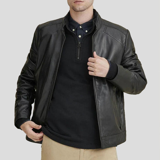 Men's Moto Biker Leather Jacket - Stylish and Durable