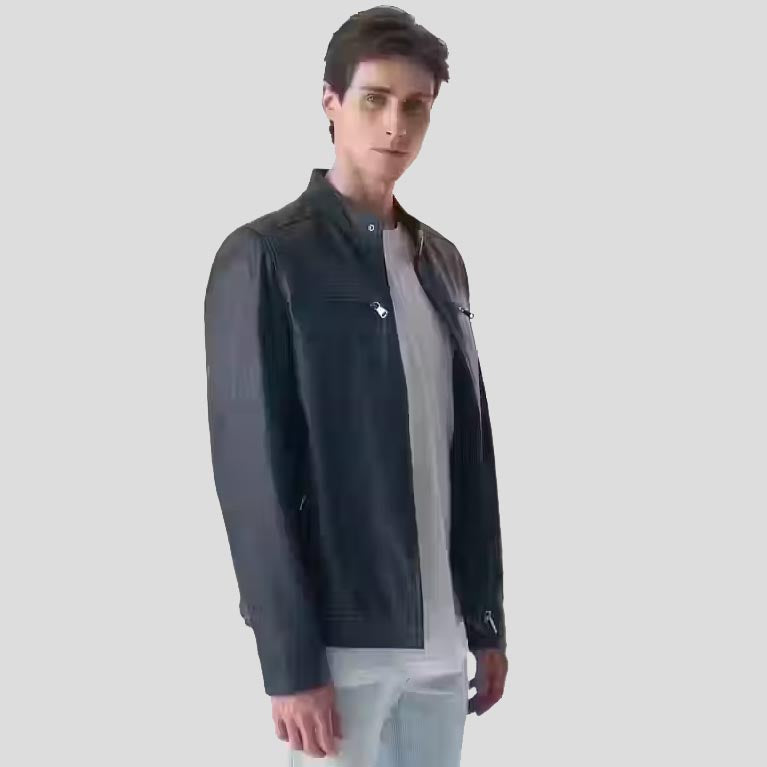 Men's Moto Racer Leather Sport Jacket
