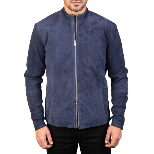 Men's Navy Blue Suede Biker Jacket Men's Navy Blue Suede Biker Jacket