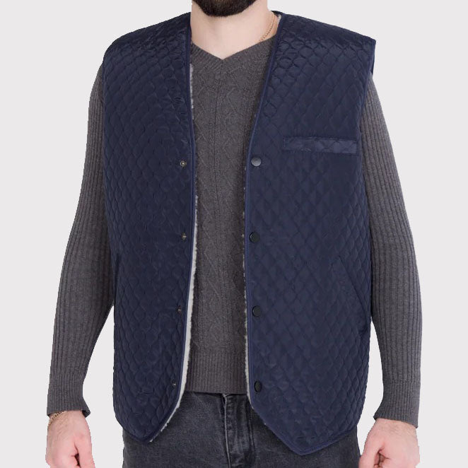 Men's Rancher Western Sheepskin Vest with Quilted Design