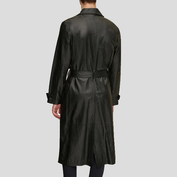Men's Retro Leather Vintage Trench Coat - Leather Long Coat