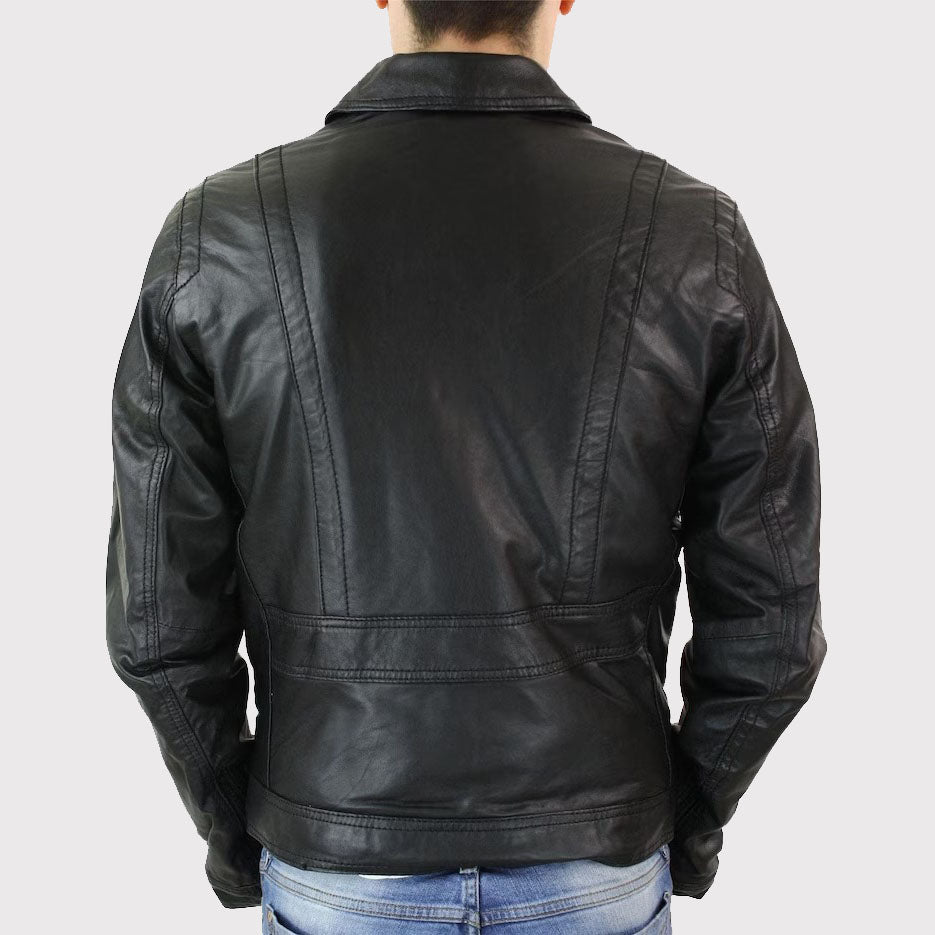 Men's Retro Vintage Black Leather Short Jacket