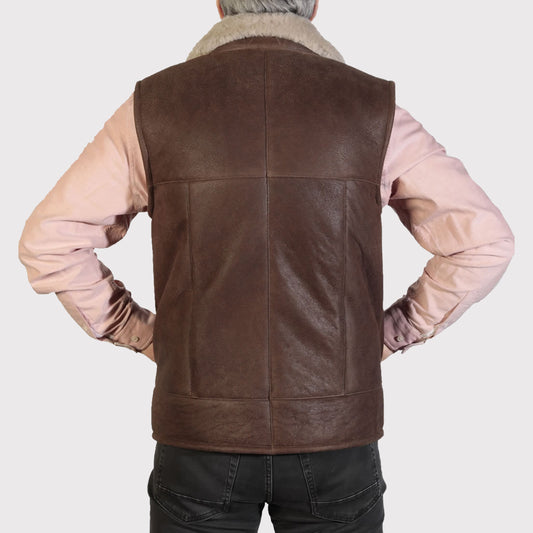 Men's Rich Brown Nappa Lamb Sheepskin Gilet