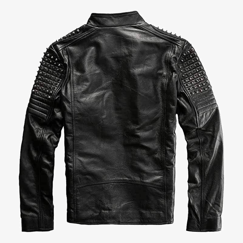Men's Rock Punk Black Studded Motorcycle Leather Jacket