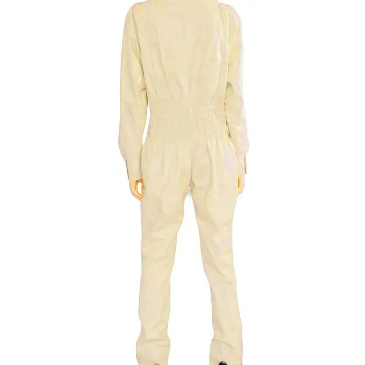 Men's Round Neckline Leather Jumpsuit - Sleek and Modern