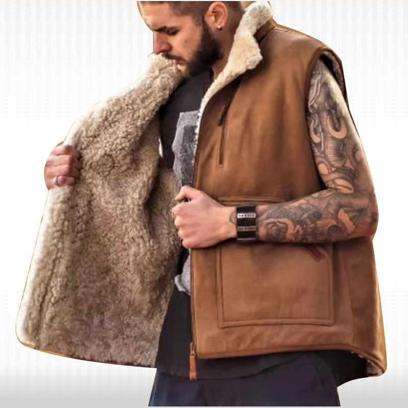 Men's Shearling B3 Bomber Vest - Stylish RAF Aviator Gilet