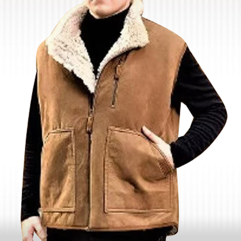 Men's Shearling B3 Bomber Vest - Stylish RAF Aviator Gilet