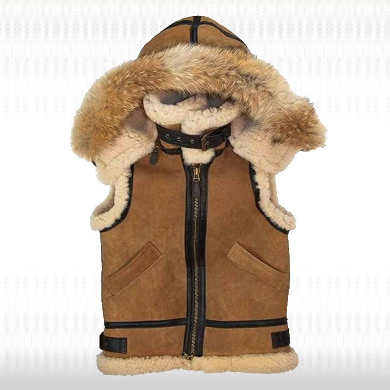 Men's Shearling Fur Vest - B3 Bomber Style 