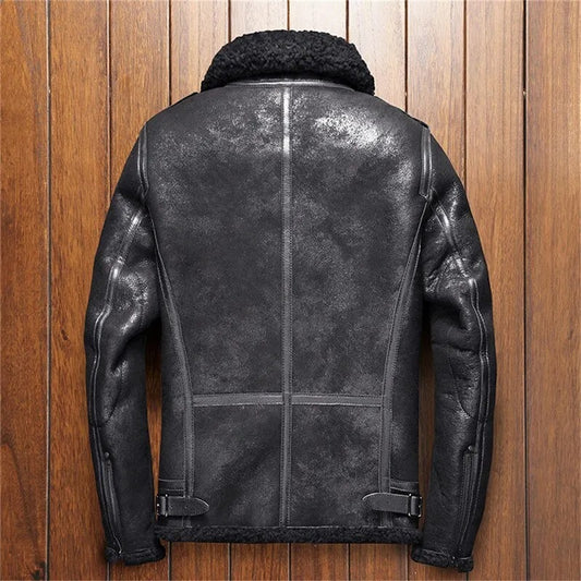 Men's Shearling Notched Collar Sheepskin Jacket