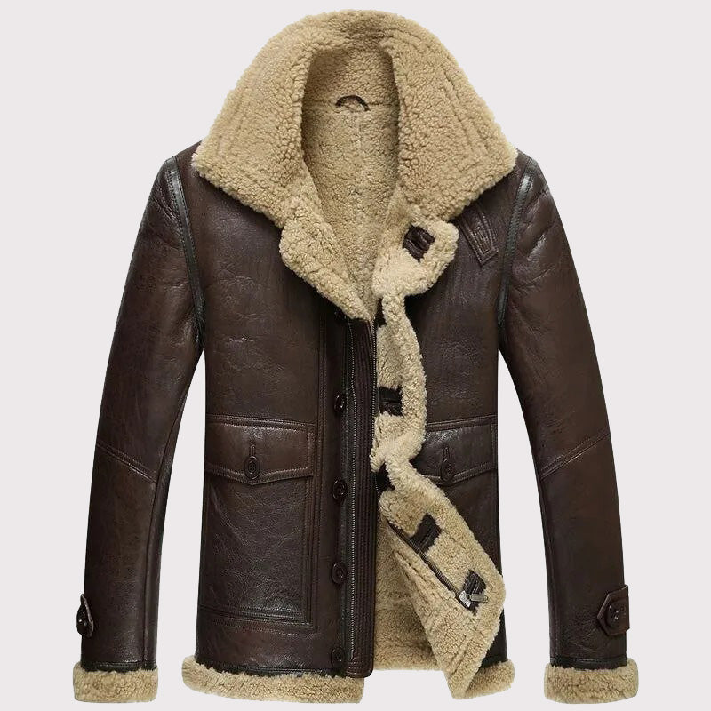 Short Shearling B-3 Flight Jacket for Men