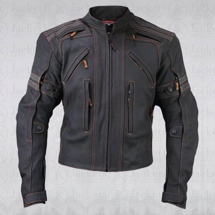 Men's 'Street' Motorcycle Matte Black Leather Armored Jacket