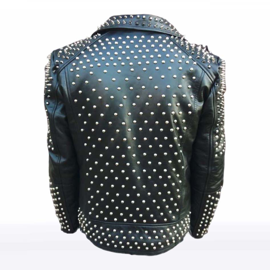 Men’s Black Studded Brando Biker Leather Jacket