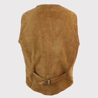 Men's Suede Leather Retro Vintage Western Waistcoat Gilet