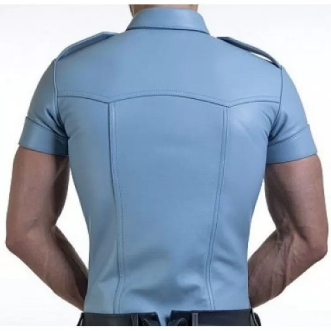 Men's Very Hot Genuine Blue Leather Shirt
