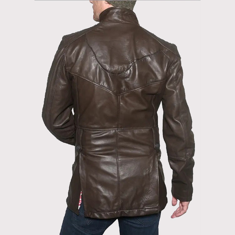 Vintage Brown Designer Leather Blazer for Men